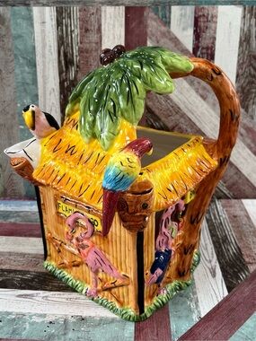 Ambiance Collections Flamingo Fun Pitcher 60 Oz  Toucans Parrots Tiki Party